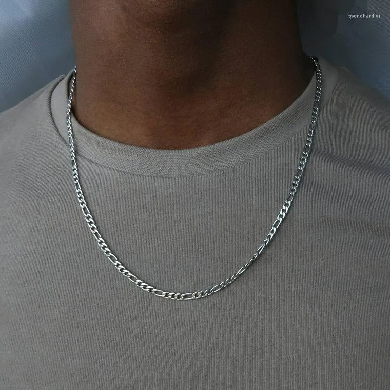 Chains Fashion Hip Hop Jewelry Gift Figaro Chain Necklace For Men Punk Silver Color Stainless Steel Long