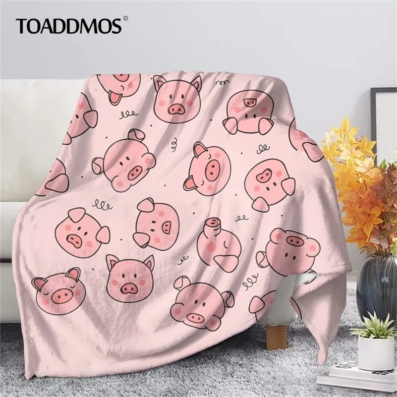 Blange Toaddmos Pig Pig Pink Pink Warm Quarto Lanke on Bed Sofá Bedding Sherpa para crianças adultas colcha 221007