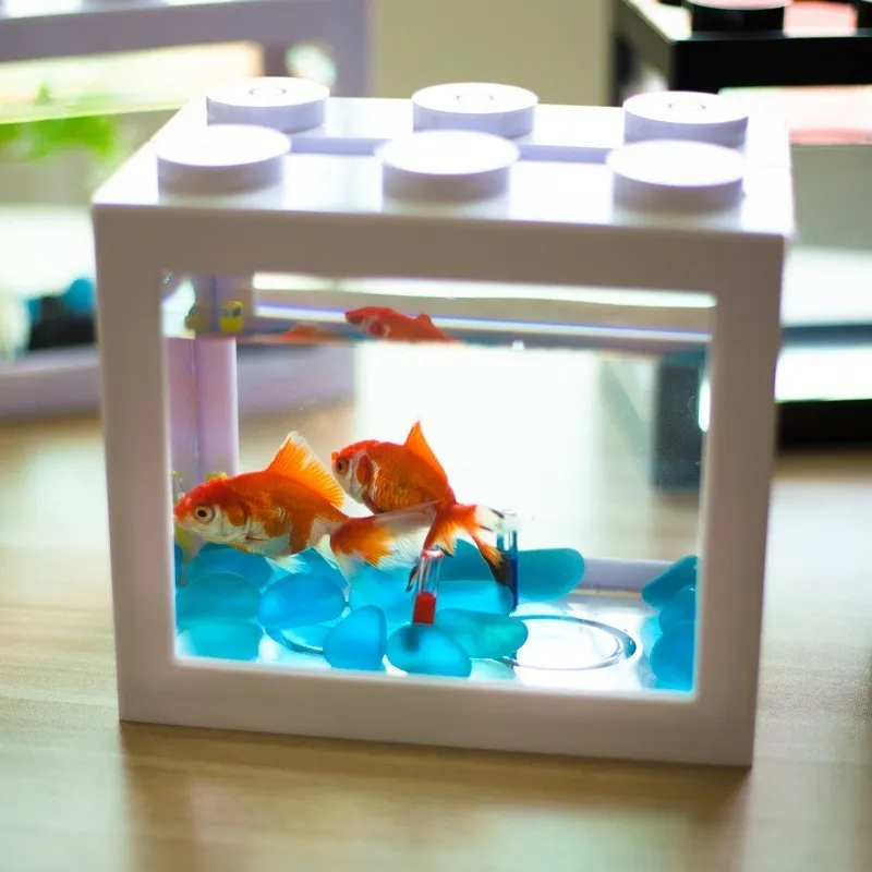 Aquariums USB Mini Fish Finders Tank Betta Mini Aquarium With LED