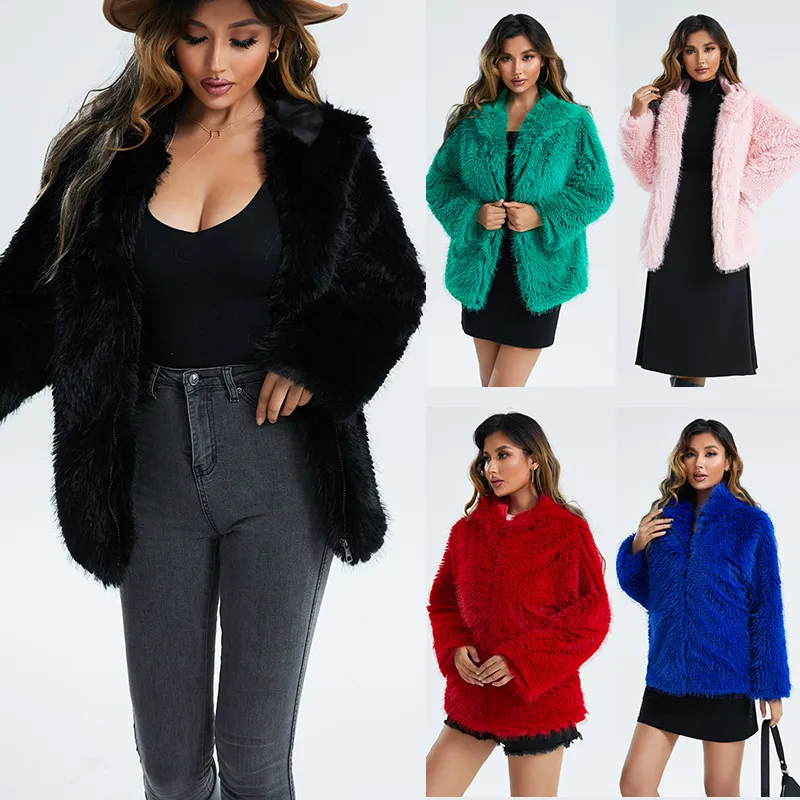 Mulheres Casar Winter Winter Outdoor Calabolho Faux Fox Pur Solid Cor Solid Color Multicolor Capeled Jaqueta casual Fashion Leisure Street A￧￣o