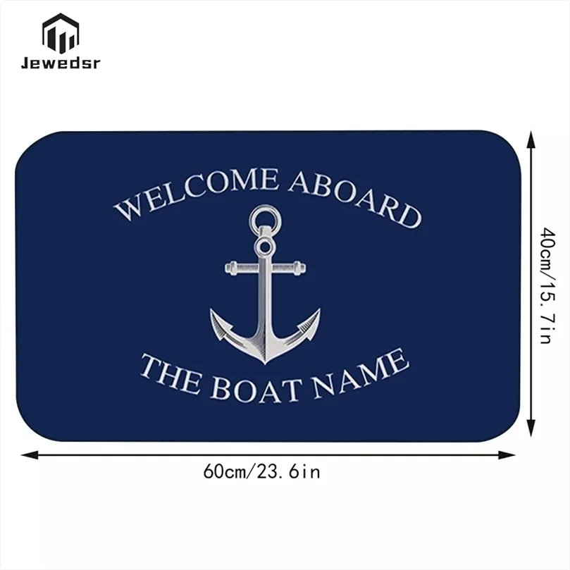 Carpet Chic Nautical Anchor Boat Navy Blue Stripes Personalised Doormat Modern Bedroom Home Kitchen Rug Bathmats Floor Mat Decor Carpet 221008