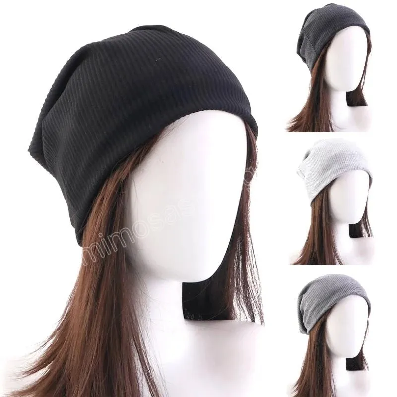 Bonnet en coton tête de mort pour hommes femmes mélanges doux plaine Slouchy casquette couleur unie chapeaux unisexe hiver chaud chimio casquettes