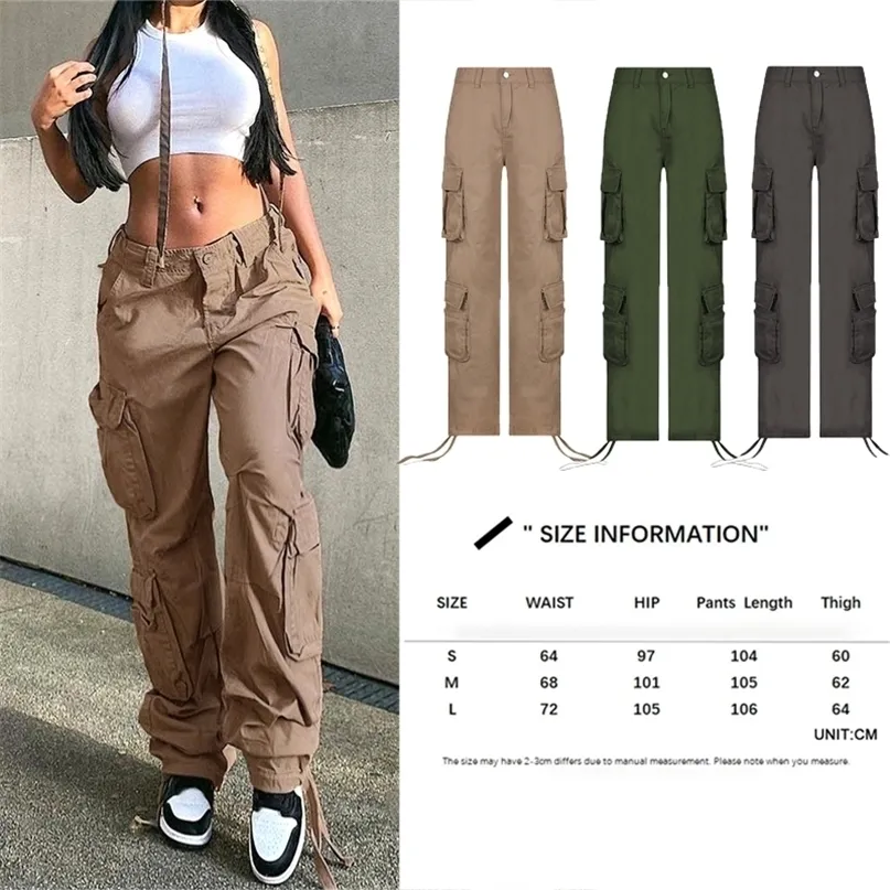 Pantalons pour femmes Capris Casual Baggy Jeans Femmes Lâche Taille Basse Rétro Salopette Hip Hop Streetwear Droite Denim Jambe Large Y2K Cargo 221007