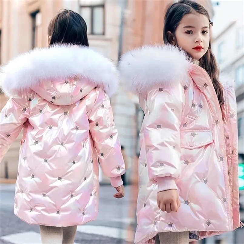 Down Coat kids Winter Jacket For Girls Bright iridescent Thicken Hooded Jackets Outwear 3 12y 221007