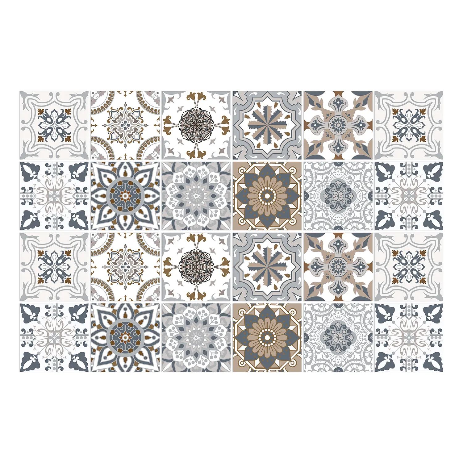 CHGCRAFT 36 pièces 10x10cm Autocollants Carrelage Mural Céramique Bleu et Blanc Autocollants de