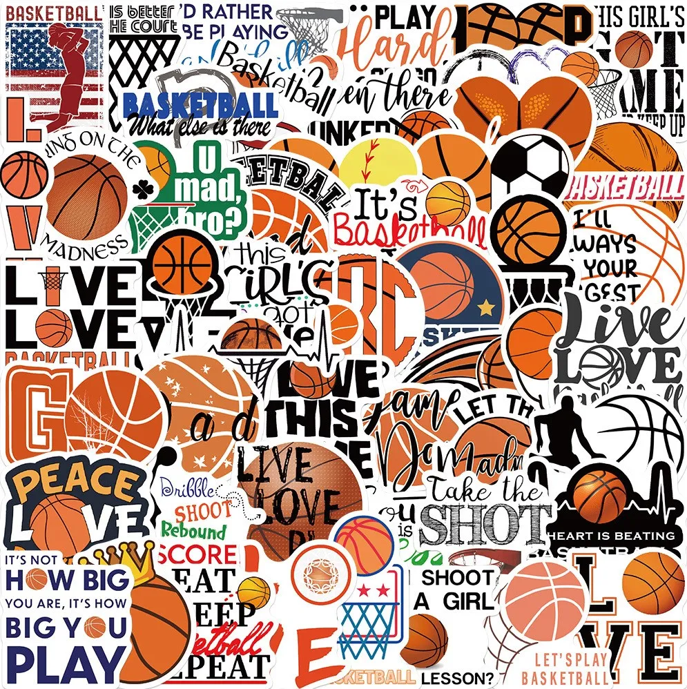 50pcs-Pack Sports Basketball Hobby Stickers Wholesale Vinyl Sticker Waterproof Laptops Car Scrapbooking Water Bottle Guitar Box Skateboard JDM Bagage Decal