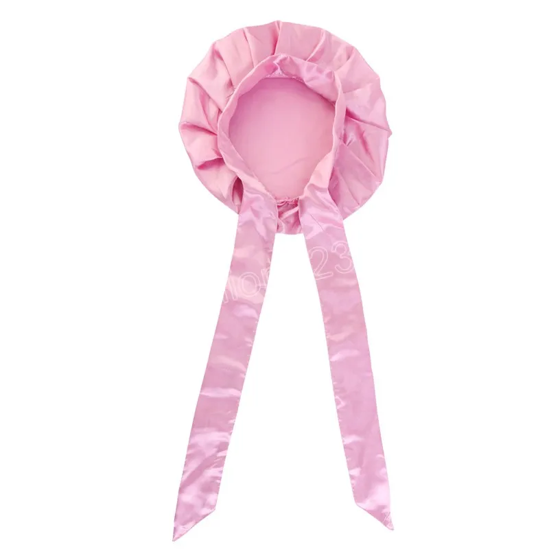 2 Stück Satin-Schlafhauben Für Langes Haar – Mit Bindeband, Extra Lang (58 Cm), Für Zöpfe & Locken