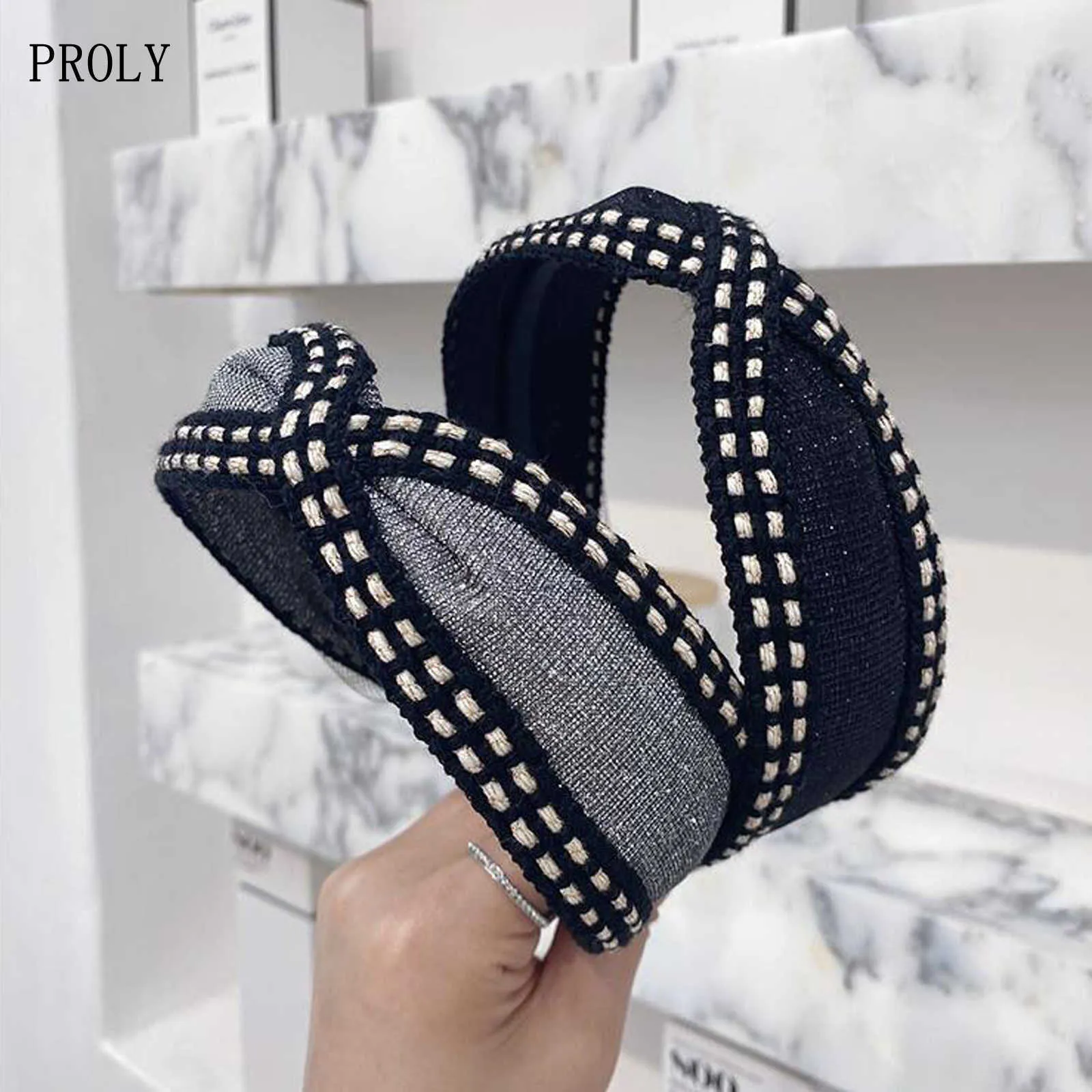 Pannband proly ny mode kvinnor pannband vintage korsknut elegant turban vuxen casual bred sido turban hår tillbehör grossist t221007