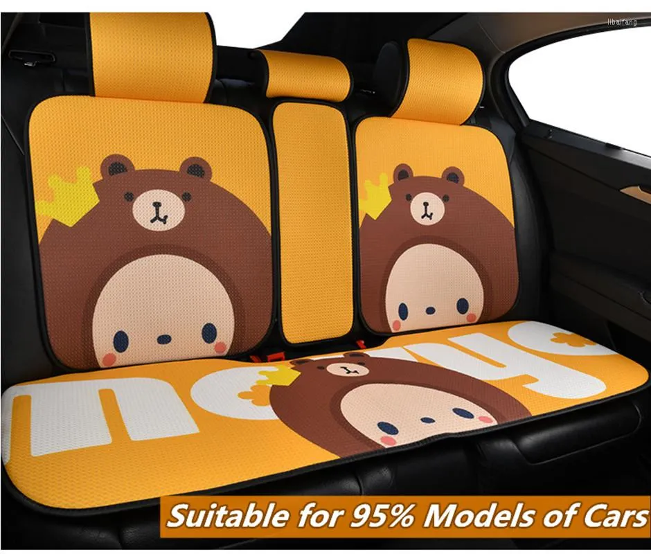 Chair Covers Cartoon Cute Car Seat Cushion Cover MOKYO Summer Cool Four Seasons Usable 3D Breathable Mesh Anti-Slip Silicone Machine