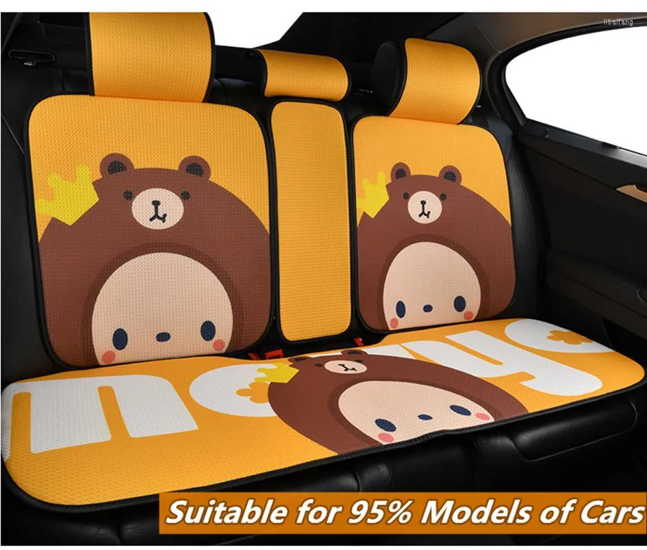 Housses de chaise dessin animé mignon housse de coussin de siège de voiture MOKYO été Cool quatre saisons utilisable 3D respirant maille anti-dérapant Silicone Machine