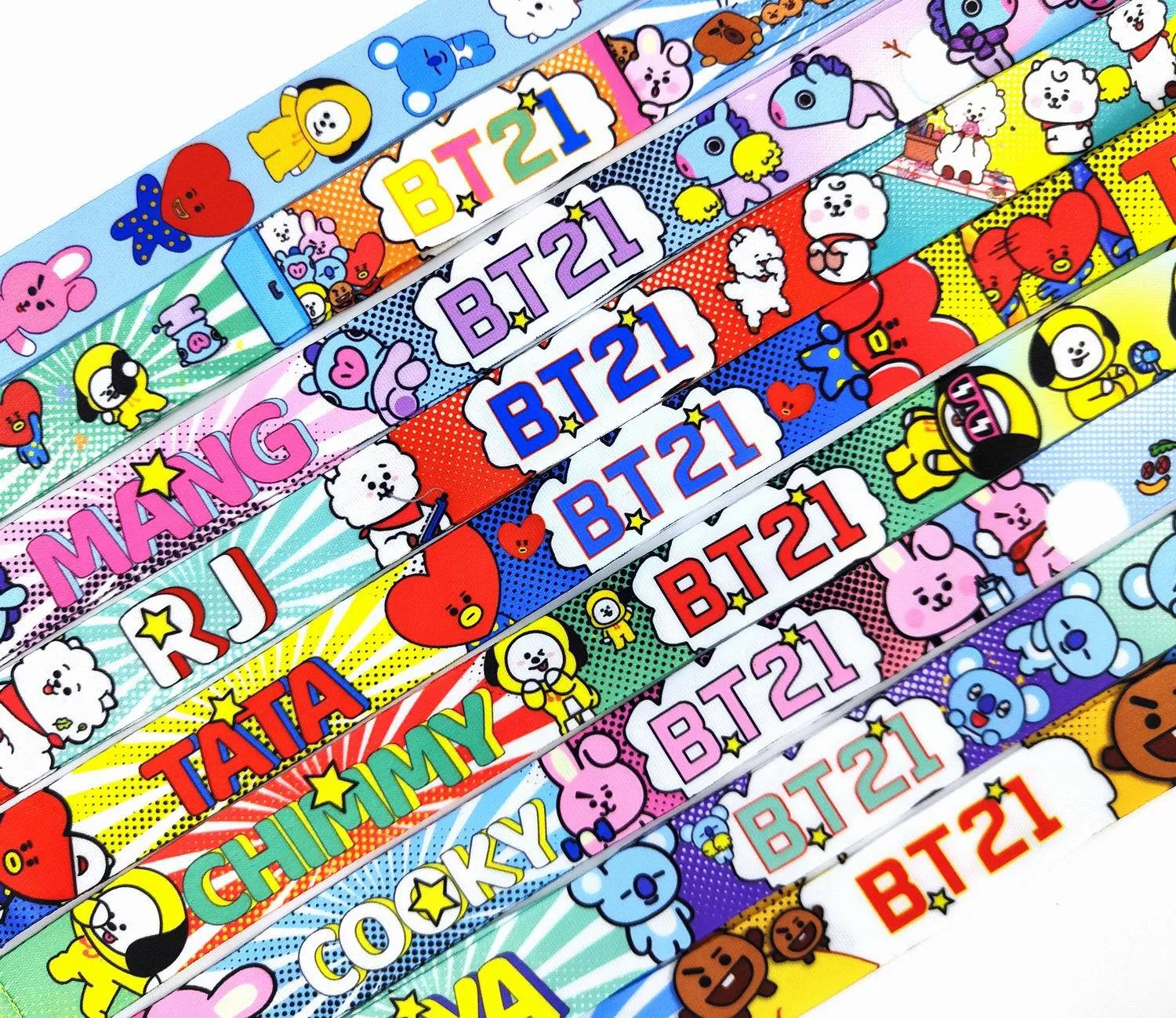 Anime BTS21 Cartoon Lanyard f￶r nyckelring ID -kort Omslag Pass Pass Student Badge Holder Key Ring Neck Rems Tillbeh￶r Tillbeh￶r