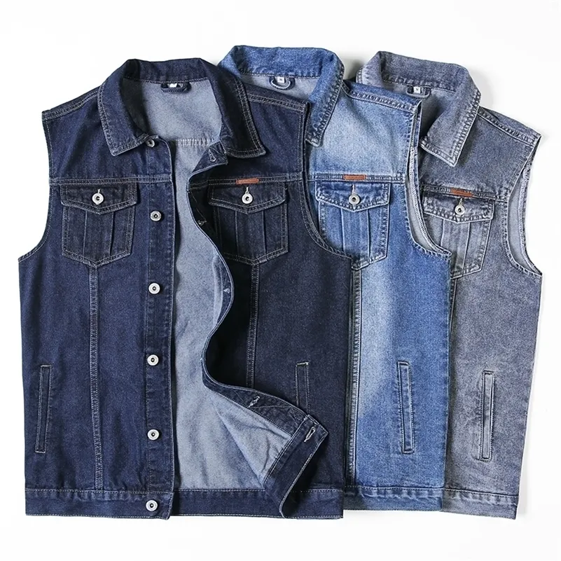 Männer Westen Große Größe 5XL 8XL Denim Ankunft Mode Lose Oberbekleidung Männer Casual Ärmellose Jacke Fett Jeans Mantel 221008