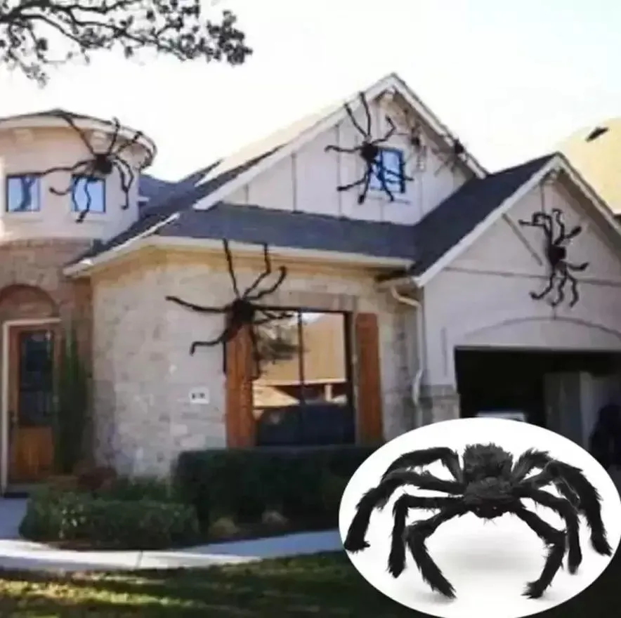 Araignée noire de 30cm, décoration d'halloween, accessoire de maison hantée, décor géant intérieur et extérieur, RRE14772