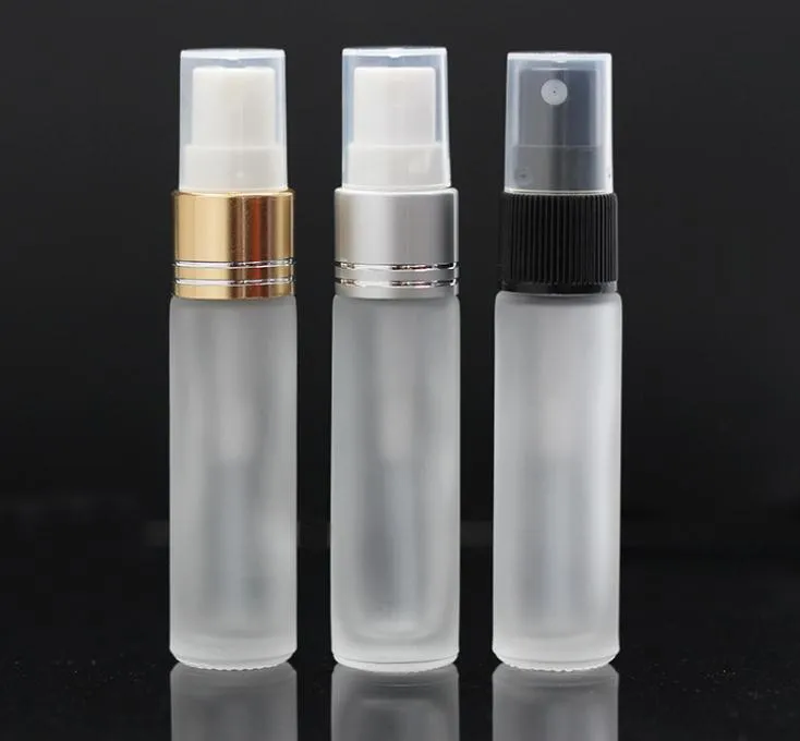 10 ml de frasco de perfume de vidro fosco com 3 cores Atomizador 10ml Garrane de spray Garm￣o de spray Goldes pretos de prata preto SN218