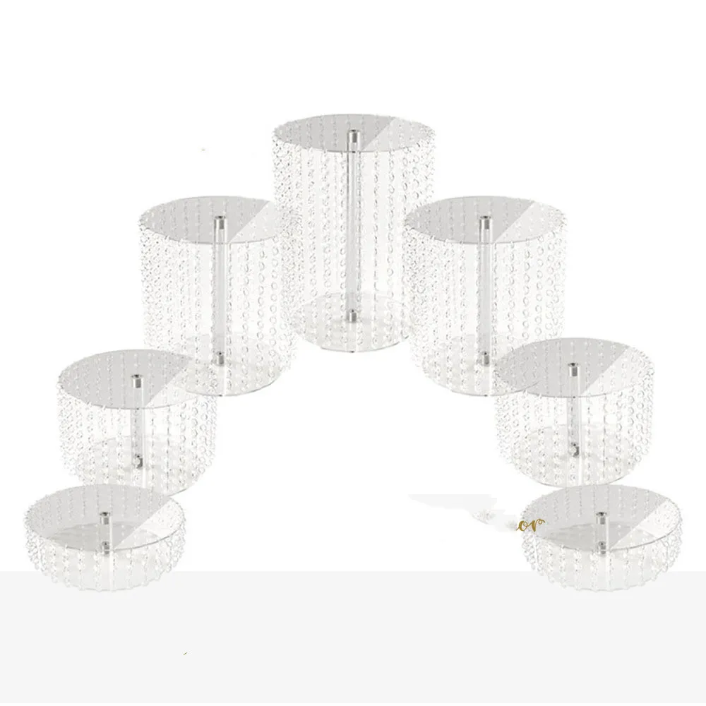 QUARKZMAN Lot De 3 Housses Dorées Pour Supports Cylindriques Blancs En Métal, Housses En Spandex Pour Fêtes, Mariages, Anniversaires, Housses Uniquement, Petite Taille