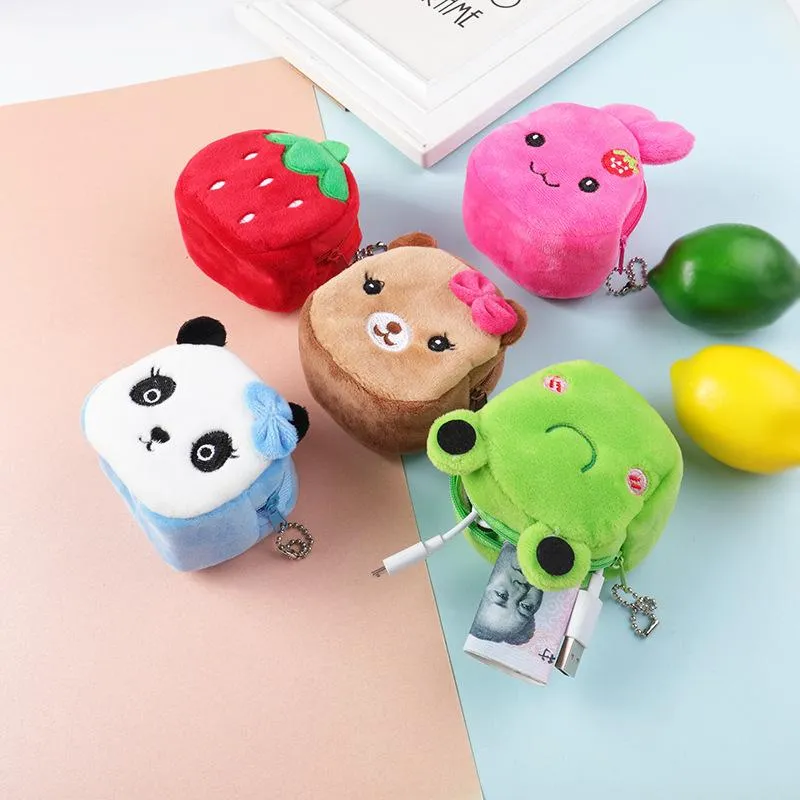 Party Favor Cute Plush Mini Wallet Soft Cartoon Plush Coin Purse Key Bag Girls Lovers Valentine's Gifts RRE14796