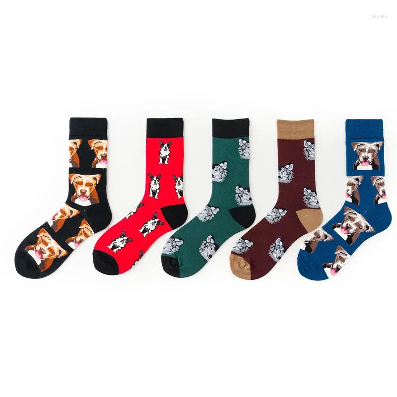 Men's Socks 3 Pairs Fashion Cotton Hip Hop Man Woman Skateboard Painting Animal Happy Funny Classic Sokken Men