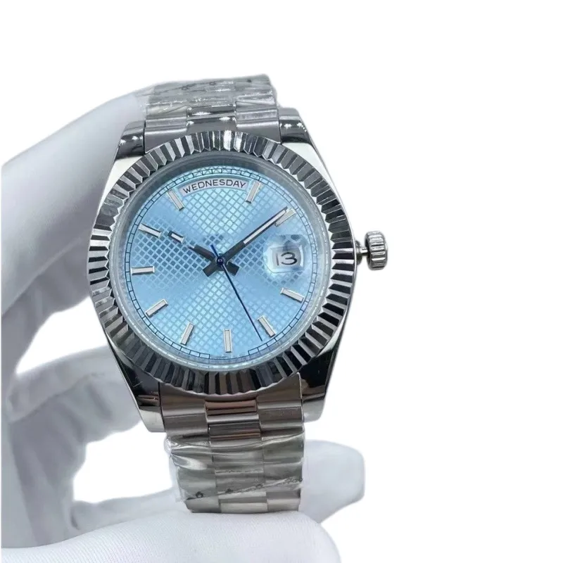 Top Sale Mens Watch Classic Automatic Mechanical Watch 40mm Ice Blue Dial Sapphire 2813 Movement Date 316L rostfritt st￥l Remswatch