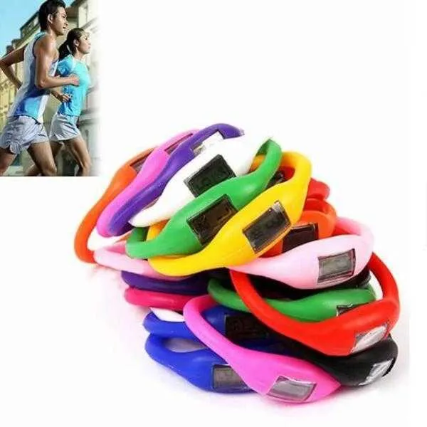 Contapassi anionici Inseguitore di fitness in silicone Bracciale in silicone Contapassi Braccialetti in gomma color caramella potabile Regali