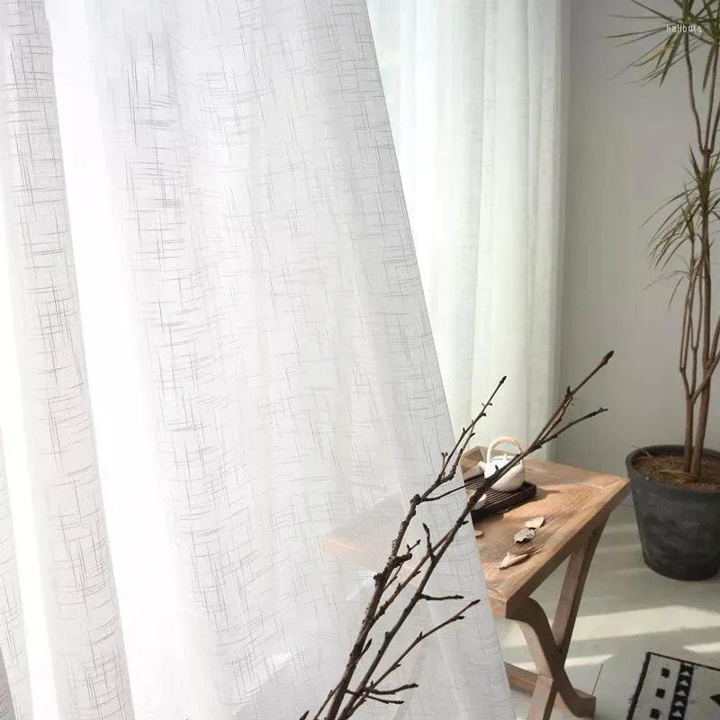 Gardin bilehome 50% skuggning mjuk bomullslinne voile tyllgardiner för sovrum vardagsrum ren tyger fönster draperar heminredning