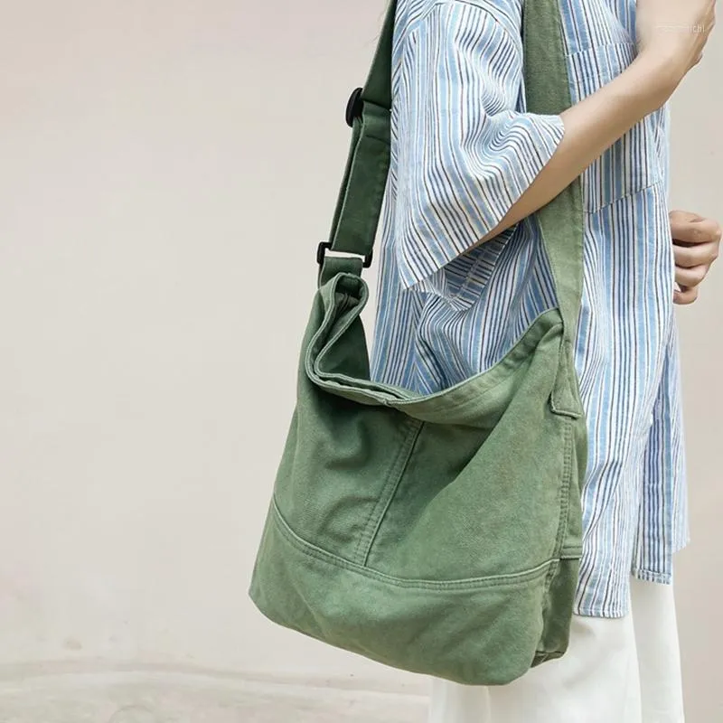 Avondtassen vrouwelijk canvas stof middelgrote vierkante crossbody tas tiener eenvoudige textiel groene hobo zakzijde slouchy