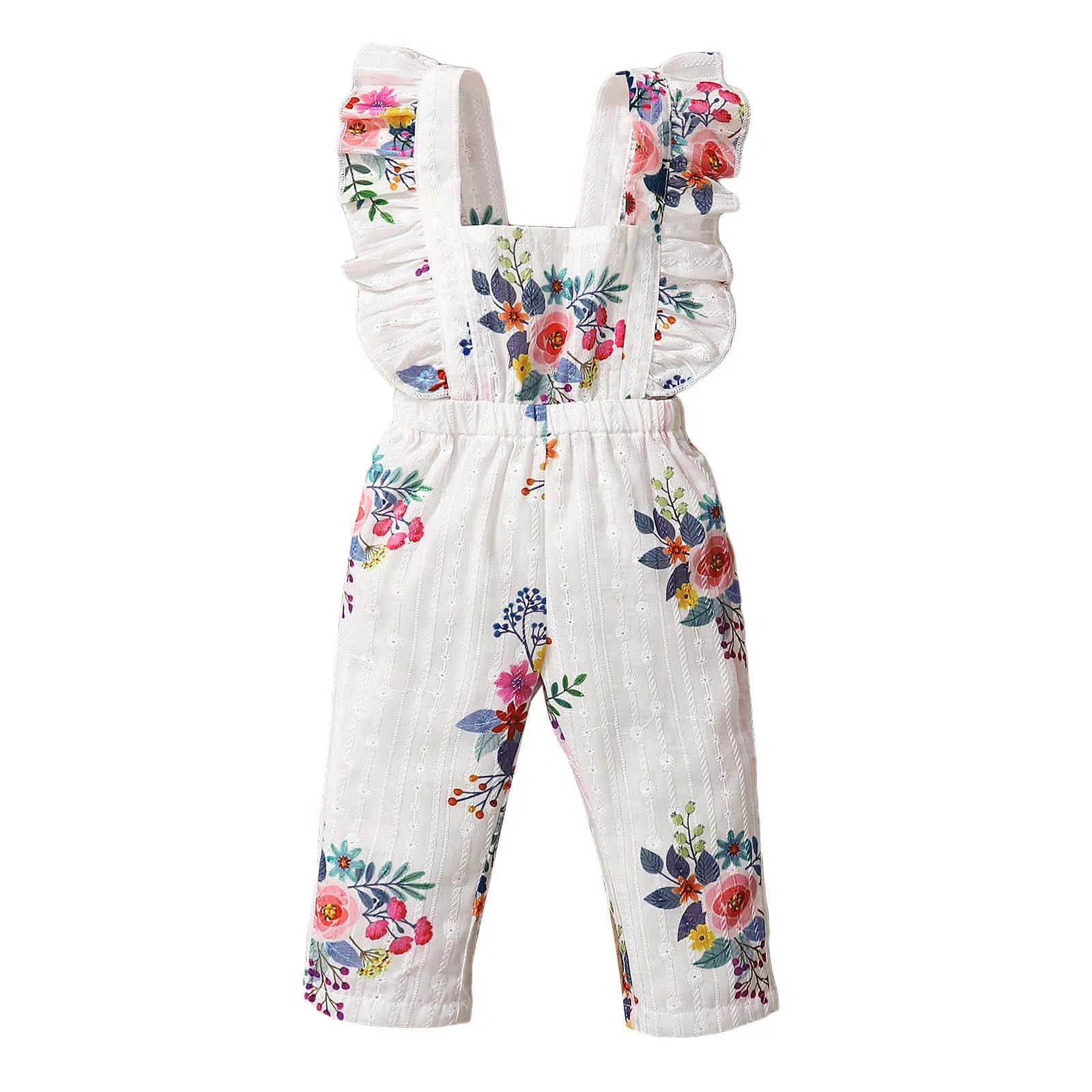 Rompers Baby Girl Romper Summer Clothes Newborn Ruffle Shoulder Straps Sleeveless Square Neck Flower Pattern Printed Jumpsuit J220922