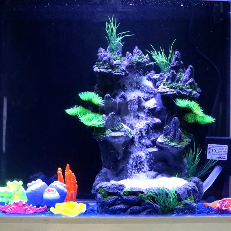 Decorations Aquarium Decoration Accessories Fish Tank Landscaping Artificial Waterfall Rockery Ornaments Aquascape Decor With Free Quicksand 2201007