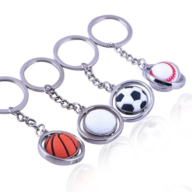 Stainless Steel Sports Keychain Pendant Fashion Football Basketball Golf Keychains Luggage Decoration Key Ring Creative Gift