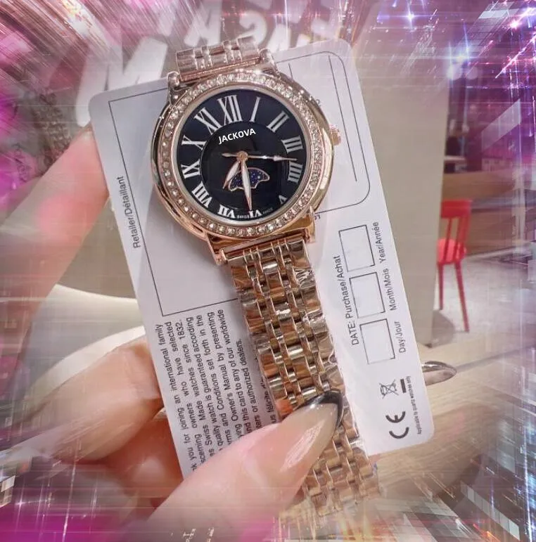 Moon Orologio al quarzo di design famoso da donna 33mm classico orologio da cintura in acciaio inossidabile pregiato impermeabile super regali luminoso piccolo orologio da polso orologio di lusso