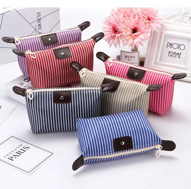 Fashion Large capacity collapsible Striped makeup bag Unisex Portable Cosmetic Organizer Candy color Waterproof travel sport bags