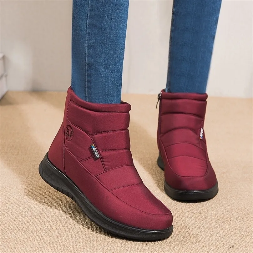 Bottes 2022 épais en peluche hiver garder au chaud bottes pour femmes bottes de neige imperméables antidérapantes femme talons plats chaud coton rembourré chaussures 221007