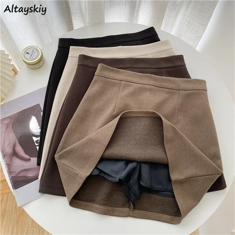 Spódnice kobiety czyste a-line seksowne codzienne codzienne minimalistyczne Ulzzang Fall Basic Preppy Street Style Bf Est powyżej kolan Ins Ubrania 221007