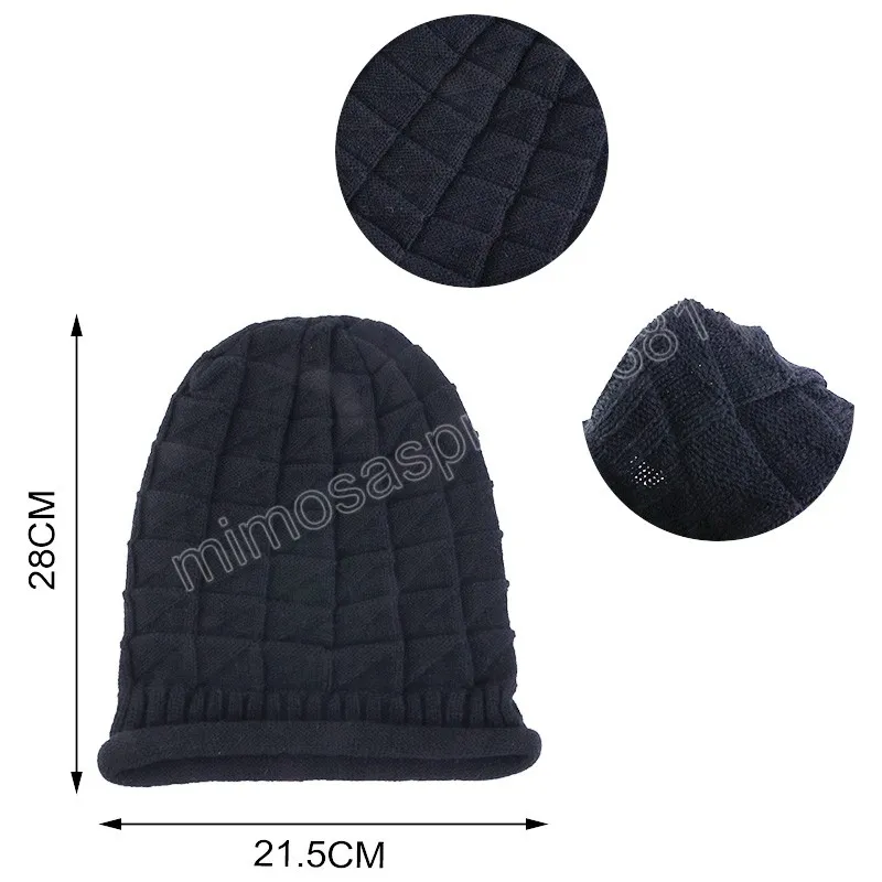 Örme Beanie Kadın Şapkası Erkekler Sıradan Sırplı Rhombus Örgü Sıcak Şapka Tığ işi Kafatası Unisex Kadın Baggy Cap