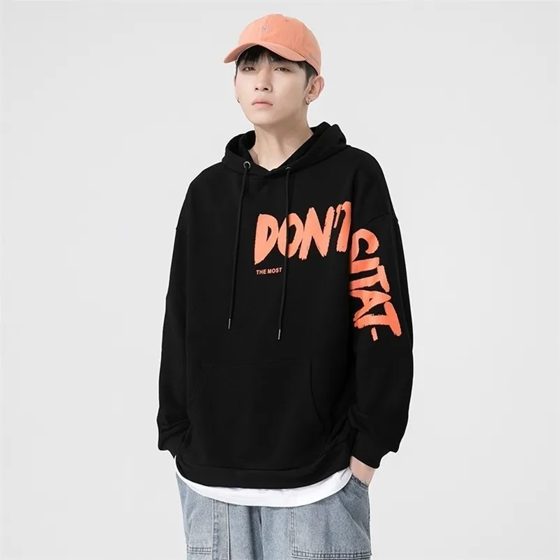 Herren Hoodies Sweatshirts Mode Schwarzer Mann Hoodies Brief Gedruckt Herbst und Winter Kapuzenkragen Sweatshirts Lose Streetwear Koreanische Kleidung Hoody 221008