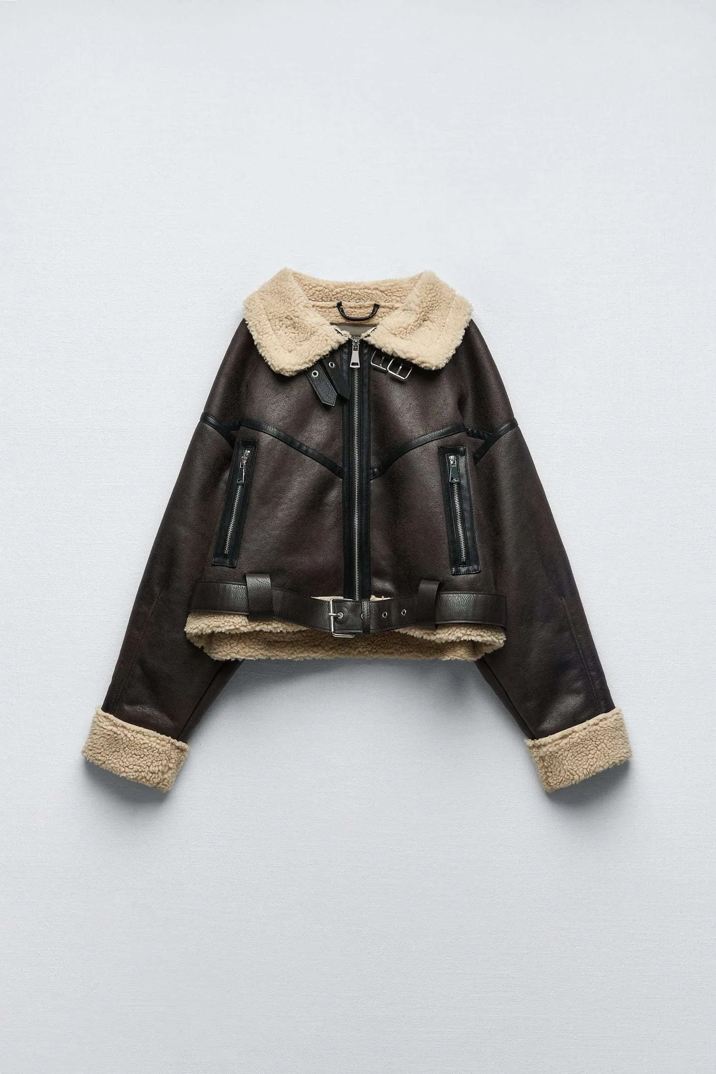 Winter Womens Thick Faux Leather Jacket Warm Lamb Biker Faux