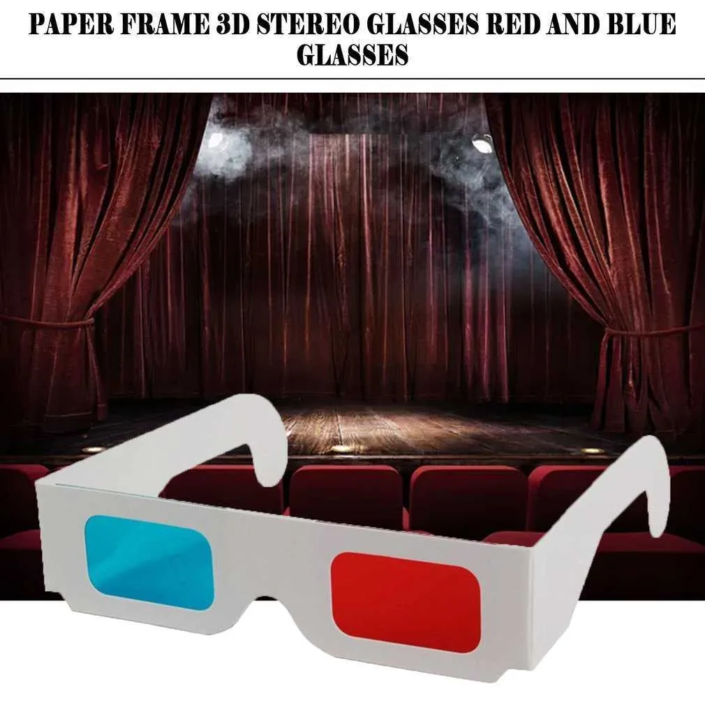 3D Papierowe okulary czerwony niebieski cyjanowa karta papierowa Universal Anaglyph oferuje poczucie rzeczywistości film DVD