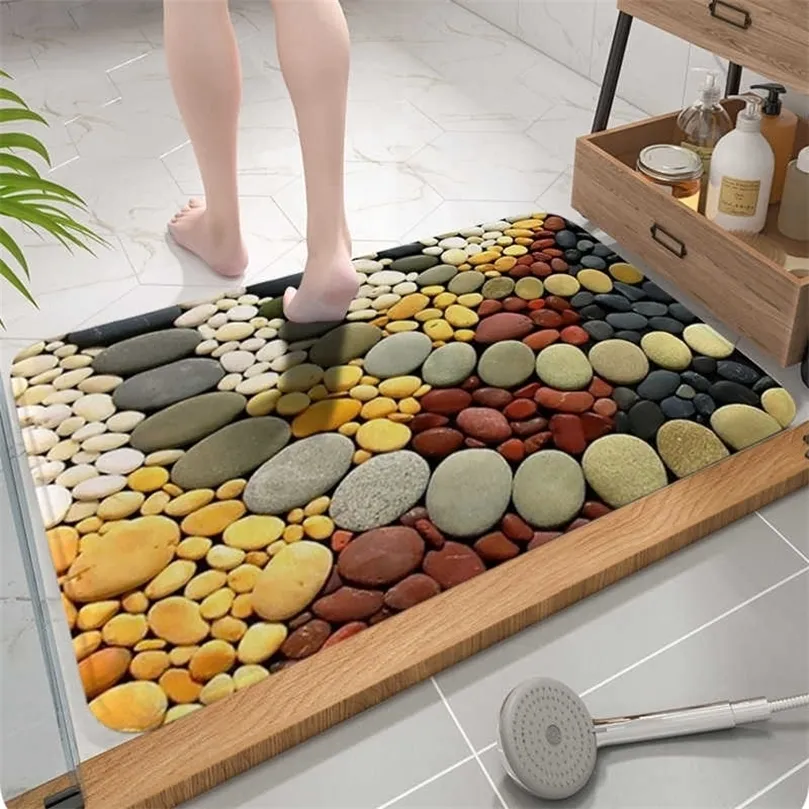 카펫 만화 3D 조약돌 환영 입구 도어 매트 카펫 양탄자 홈 목욕 거실 바닥 계단 부엌 복도 nonslip mat 221008