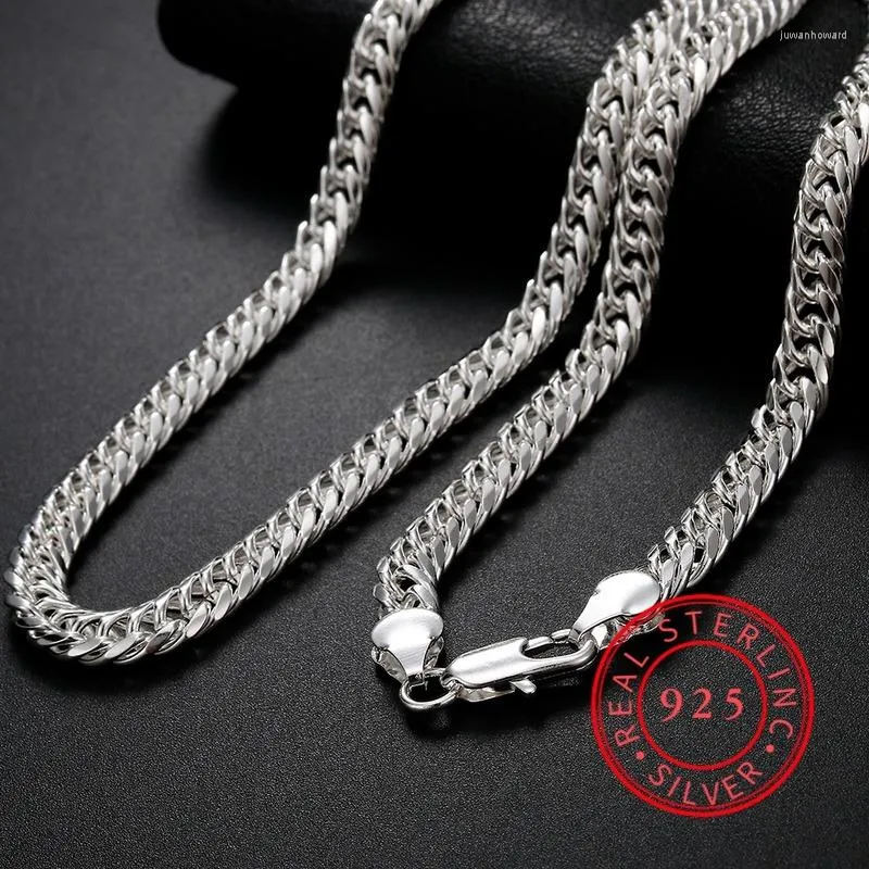 Łańcuchy 925 Sterling Srebrny Naszyjnik 6 mm stałym łańcuchem dla mężczyzn luksusowy modny impreza ślubna biżuteria świąteczne prezenty świąteczne