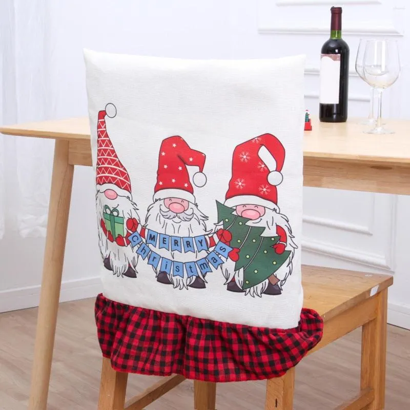 Chair Covers 1 PC Christmas Protective Dining Room Holiday Back El Kitchen Decor Home W1Q5