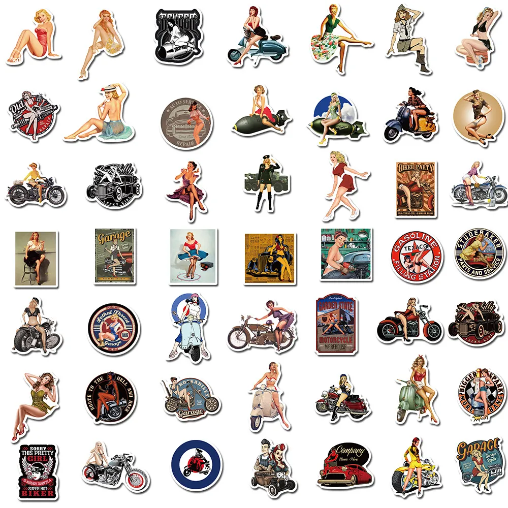 100 stks Retro Vintage Sexy Pinup Meisje Stickers voor Laptop Skateboard Motorfiets Fiets Skateboard Bagage Decal Speelgoed Sticker