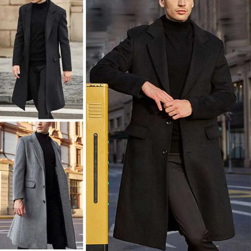 Men's Fur Faux Fur 2022 New European American and British men's long tweed coat double-sided mens coat men clothing long jacket men T221007