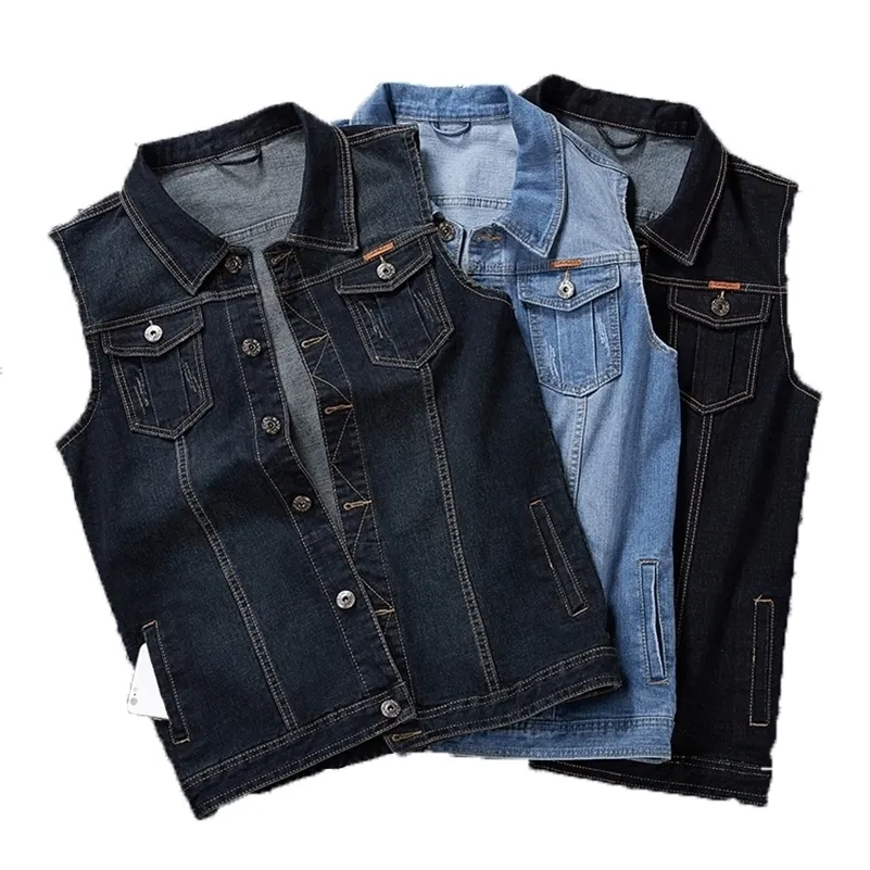 Chalecos de hombre Tallas grandes 8XL 7XL 6XL 5XL Algodón Jeans Chaqueta sin mangas Hombres Denim Hombre Vaquero Chaleco al aire libre Chaquetas para hombre 221008