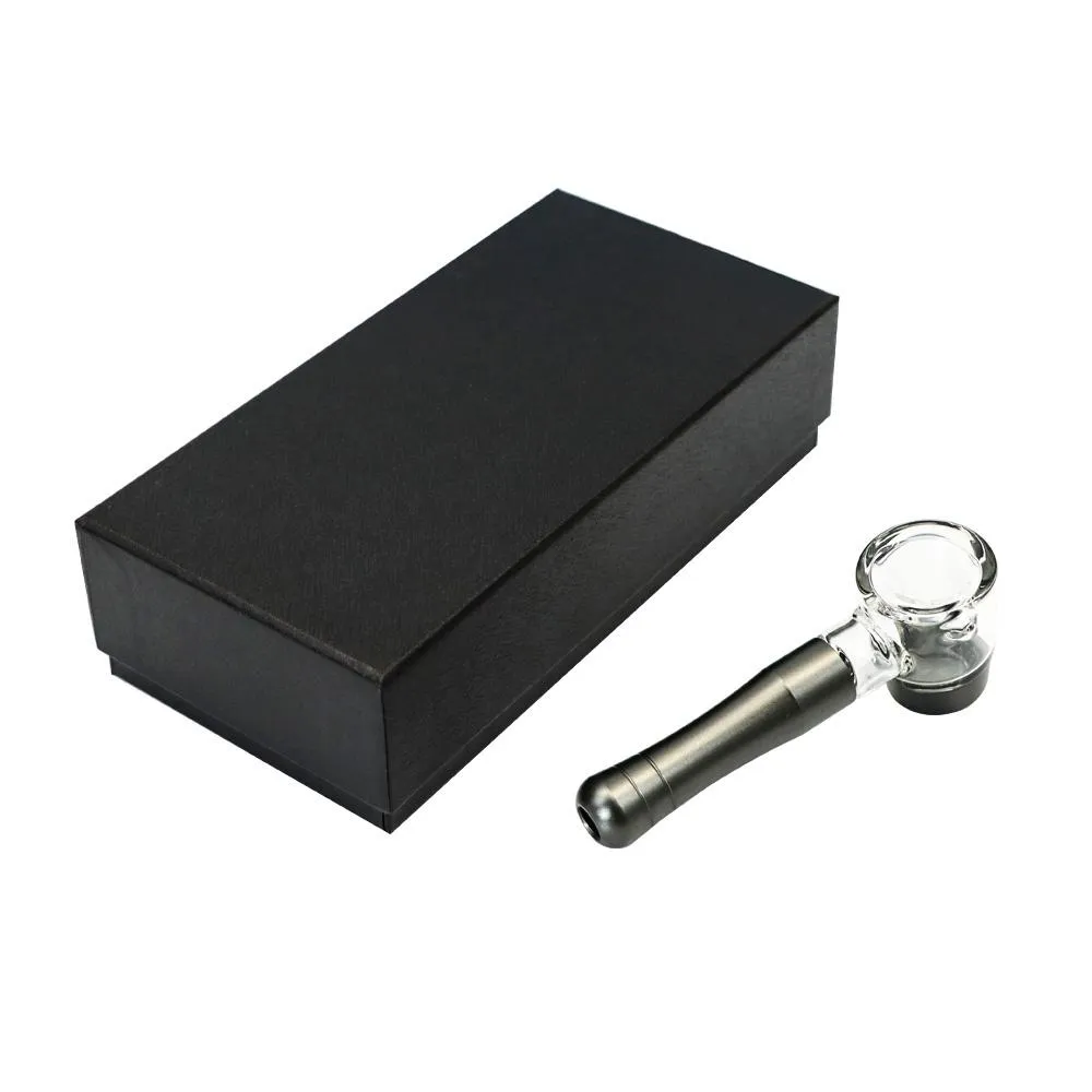 accessoire de fumée en métal Pipe de tabac avec bol en verre 150 mm avion en aluminium alliage tabagique pour mâle à main cuillère à main