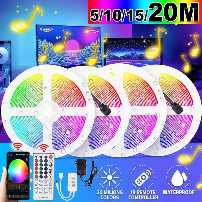 스트립 24VBLUETOOTH LED 스트립 라이트 40KES 2M-30M RGB 조명 테이프 객실 홈 크리스마스 파티를위한 유연한 WiFi 리본