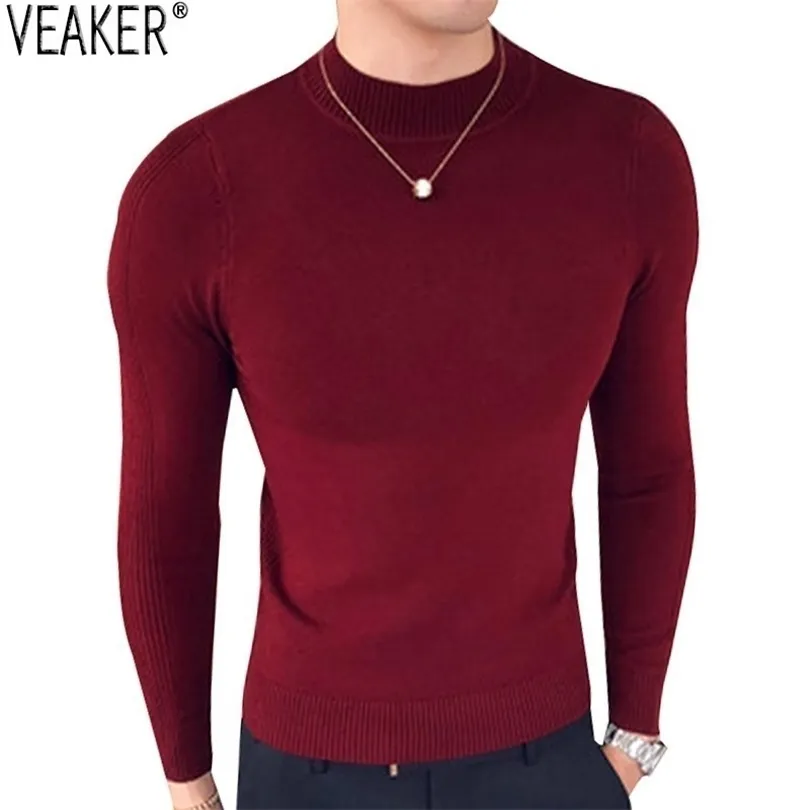 MENAS MULHOS DE AUTONO MENS MENO DE TULATEMECLA SWEATERS PULLOVER MASCO SOLIL SOLID SLIM FIT FIT GUTTLENECK TOPS Tops de malha de malha S2XL 221008