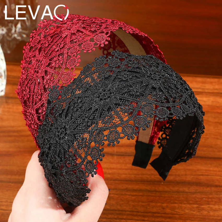 Bandeaux Levao Rétro Dentelle Bandeau Large Turban Bande De Cheveux Crochet Fleur Bandeau Cheveux Cerceau Maille Bandeaux pour Femmes Accessoires De Cheveux T221007