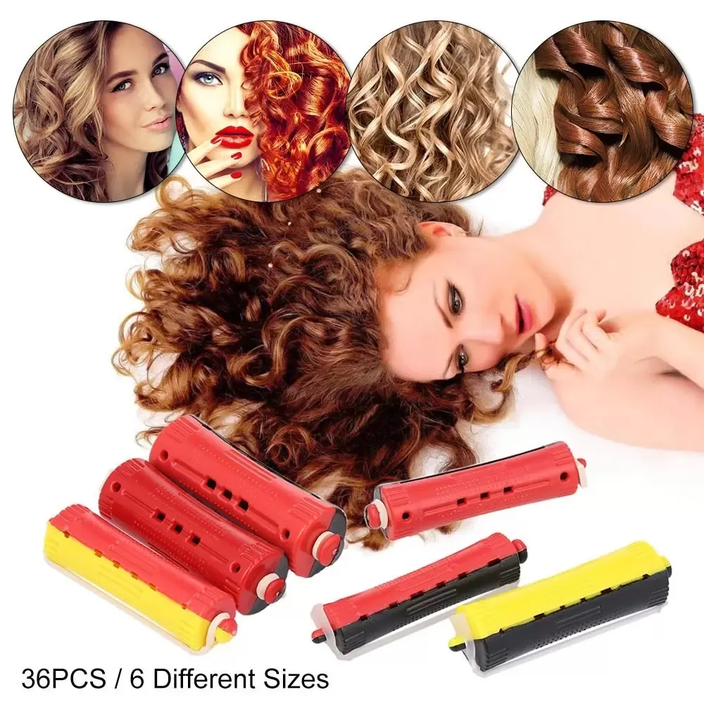 36PCS Pert Rollers Rolle Salon Wałka do włosów Curkling gumowy opaska włosy klip fryzjerski styl