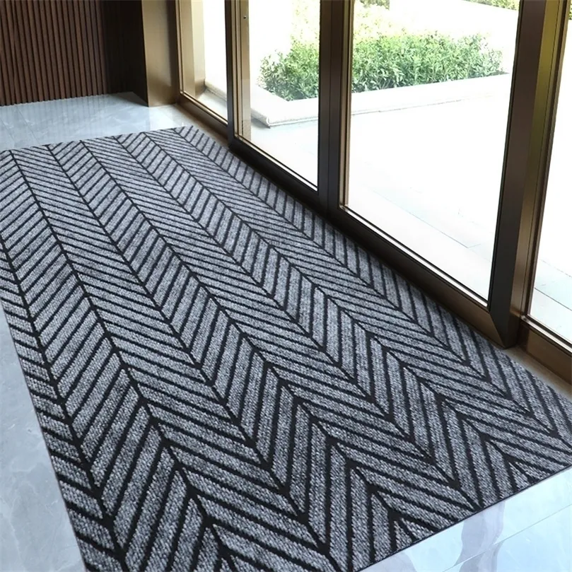 Carpet Large Long Thin Doormat for Mall Entrance Door Outdoor Indoor Striped Gray Coffee Kitchen Area Rugs Anti Slip Door Floor Mats 221008