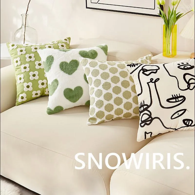 Kudde modern enkel täckning grön kärlek plysch fodral liten färsk elegant soffa kan demonteras och tvättas
