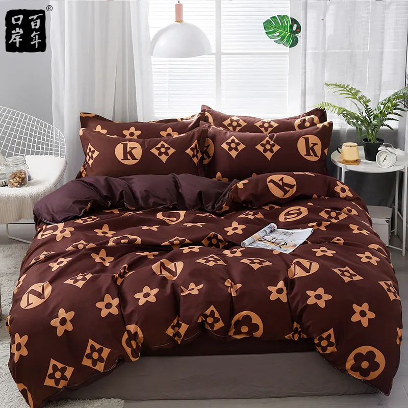 Conjunto de cama 4 pçs conjunto estilo folha cama fronha conjuntos capa edredão listra aloe algodão conjunto cama casa produtos têxteis lj201127258y